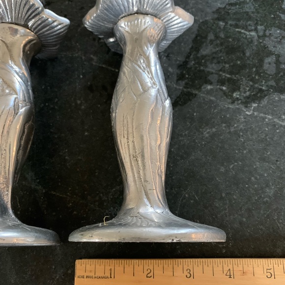 Set of 2 Vintage Pewter 8“ Candle Holders - Picture 3 of 6